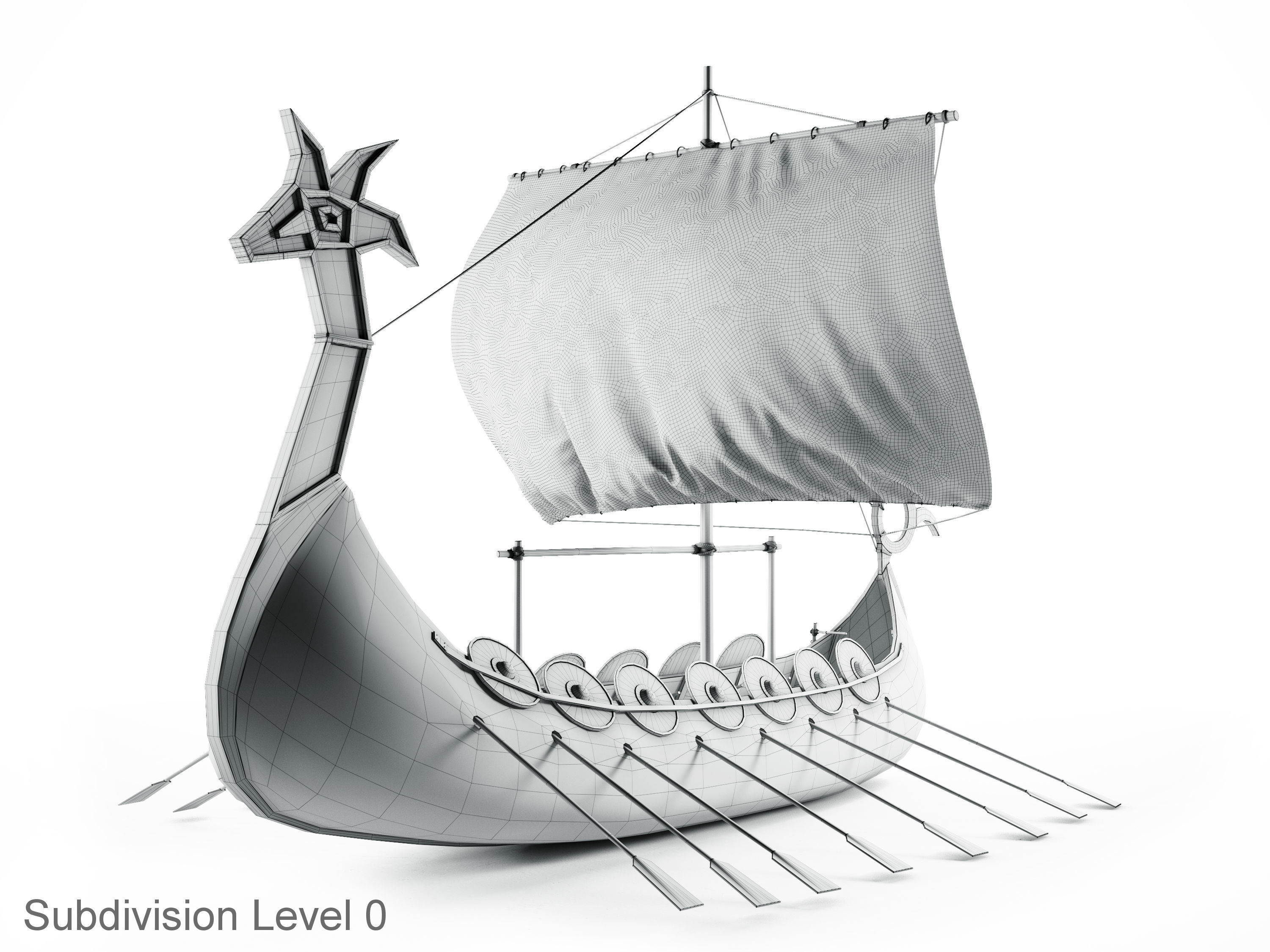 Viking Ship Low-poly 3D model_9