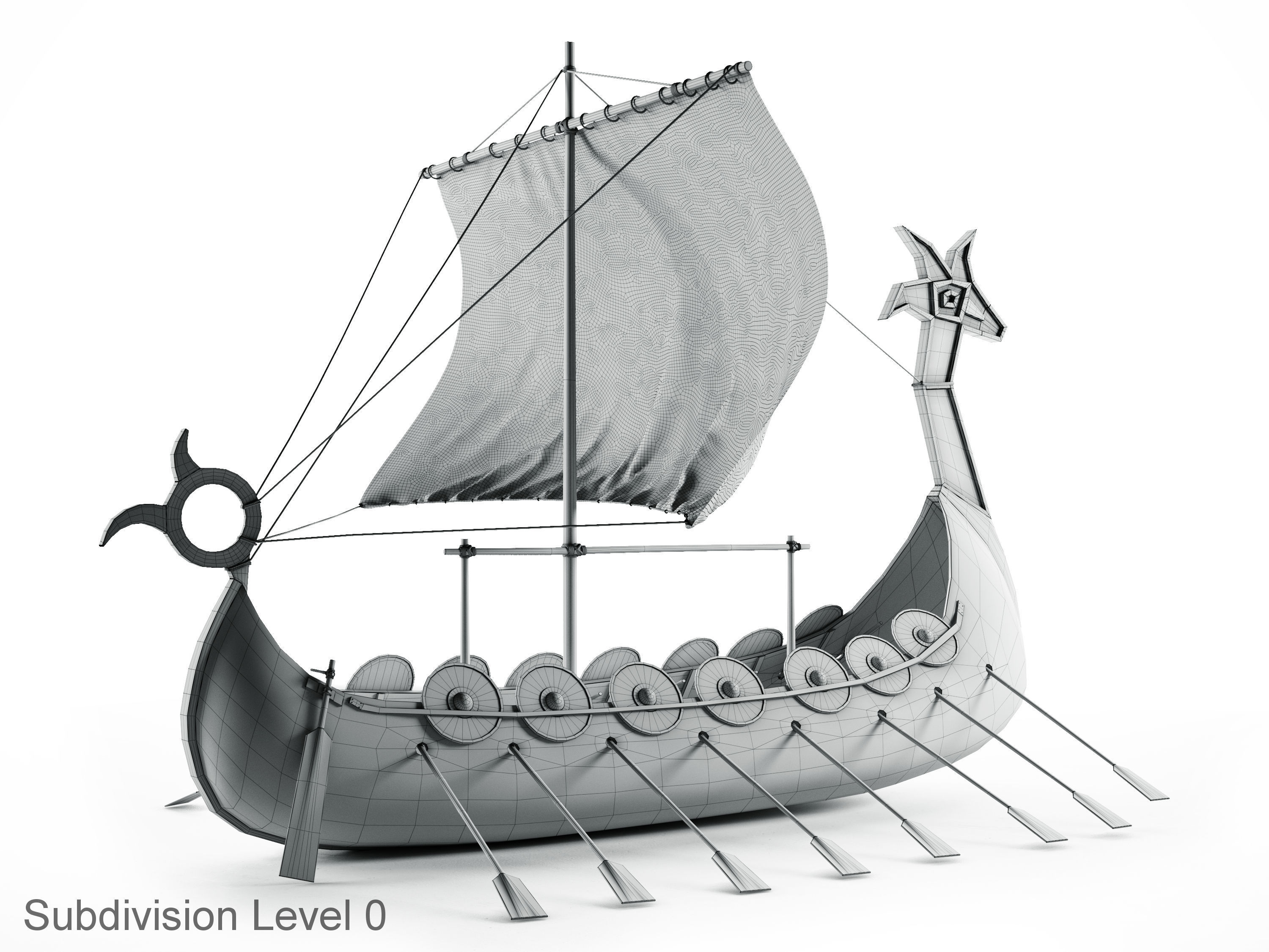 Viking Ship Low-poly 3D model_11