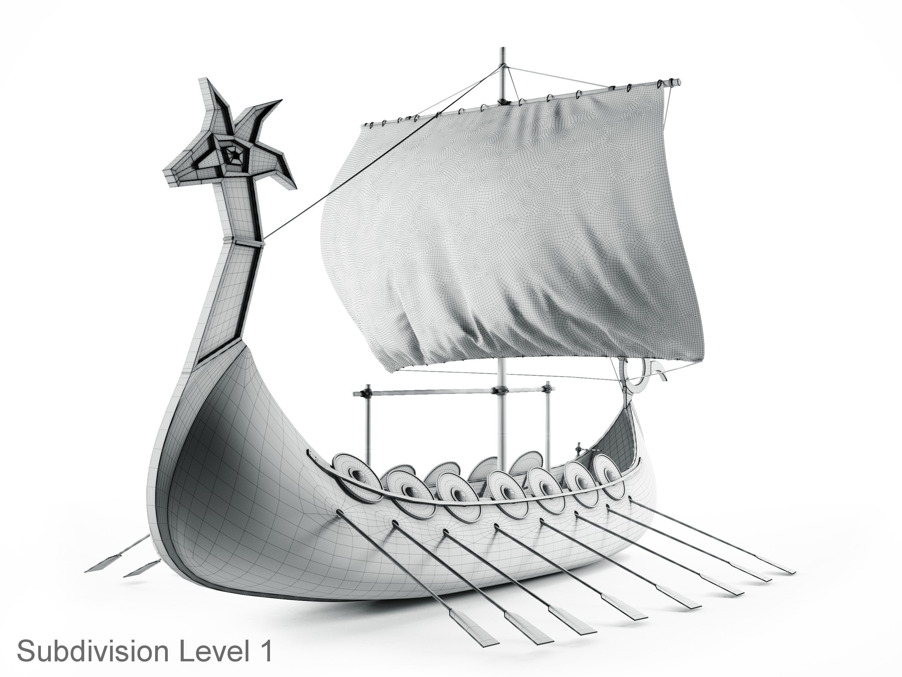 Viking Ship Low-poly 3D model_10