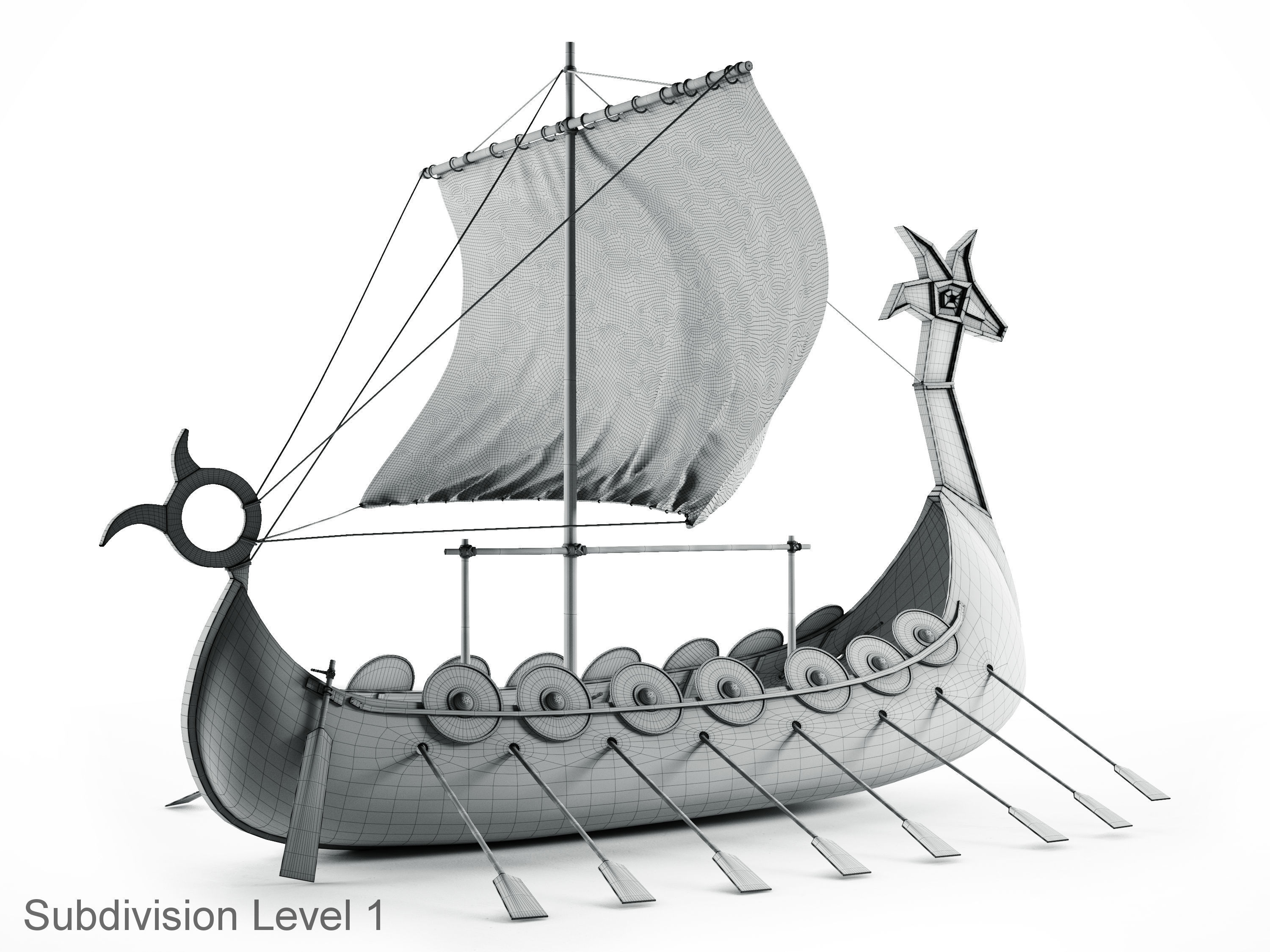 Viking Ship Low-poly 3D model_12
