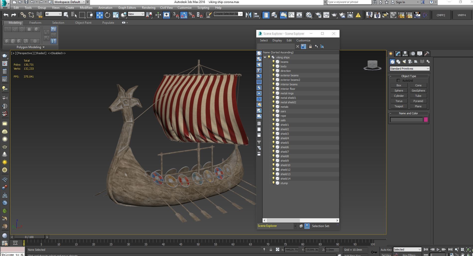 Viking Ship Low-poly 3D model_14