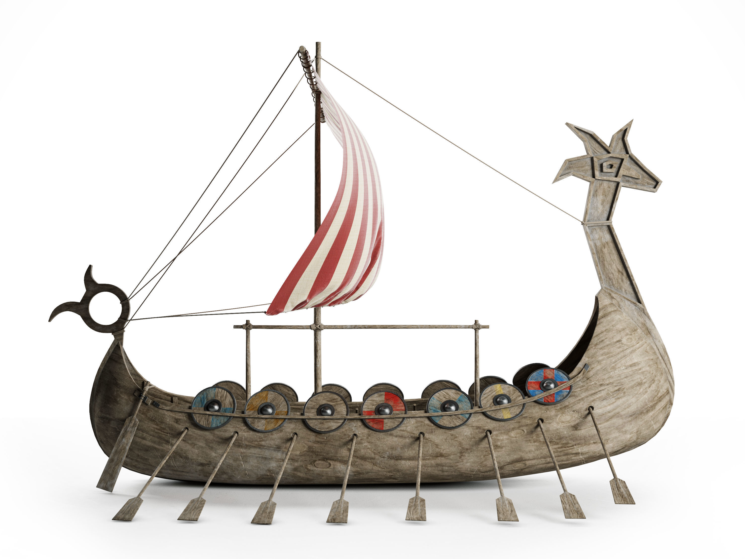 Viking Ship Low-poly 3D model_2