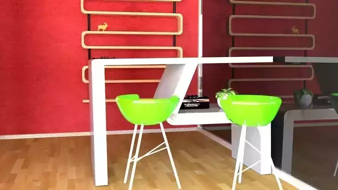 3d Modern Kitchen with decoration 3D print model