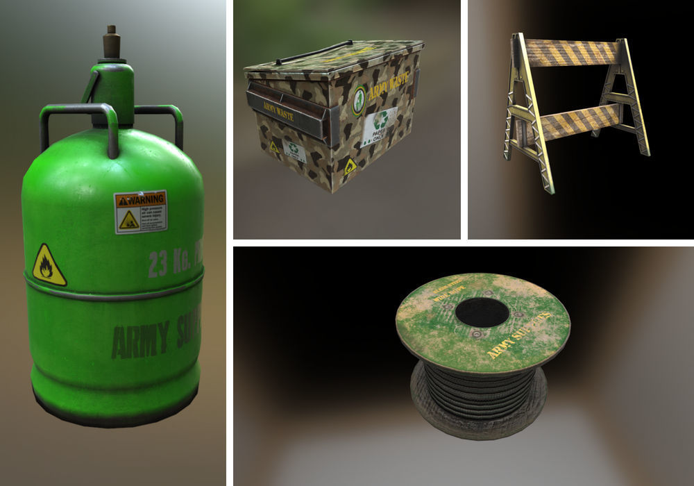 Army Base Props Low-poly 3D model_4