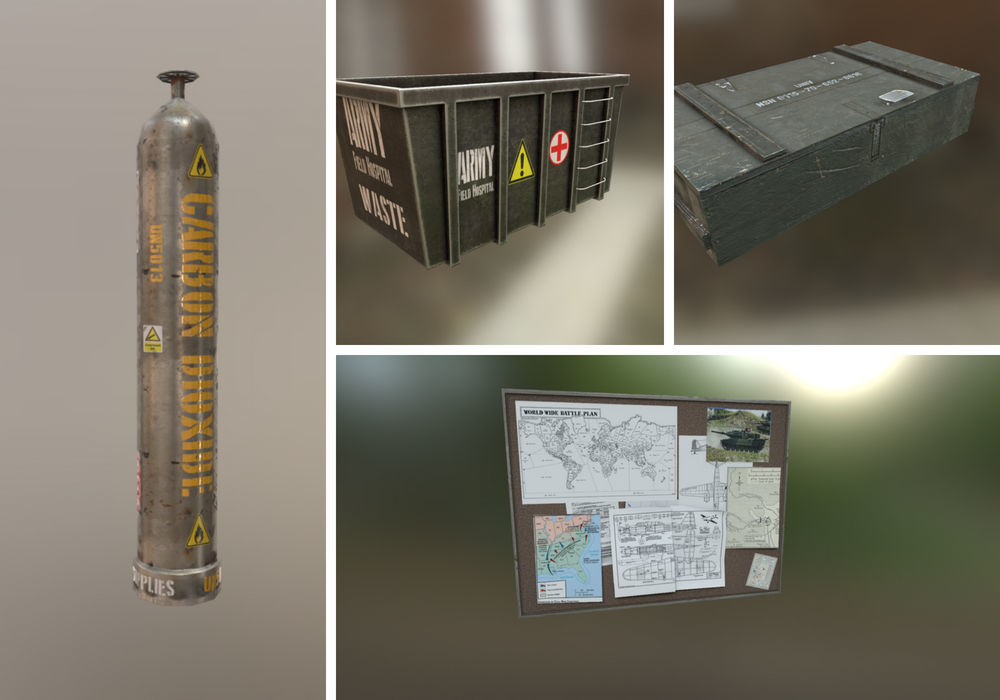 Army Base Props Low-poly 3D model_3