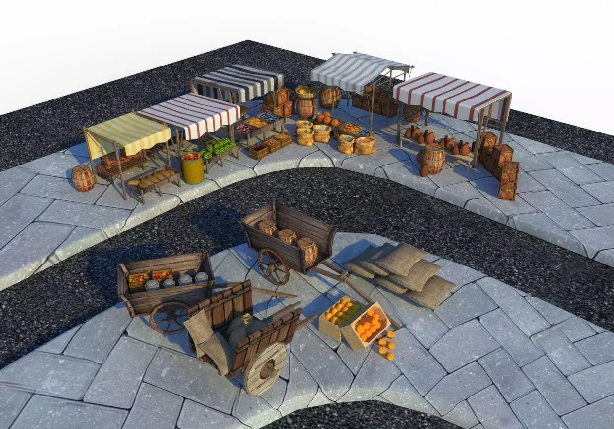 Fruits Market 3D Model Low-poly 3D model