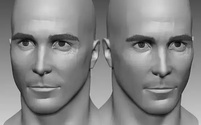 Head Base Mesh Male 3D model based on Christian Bale 3D model