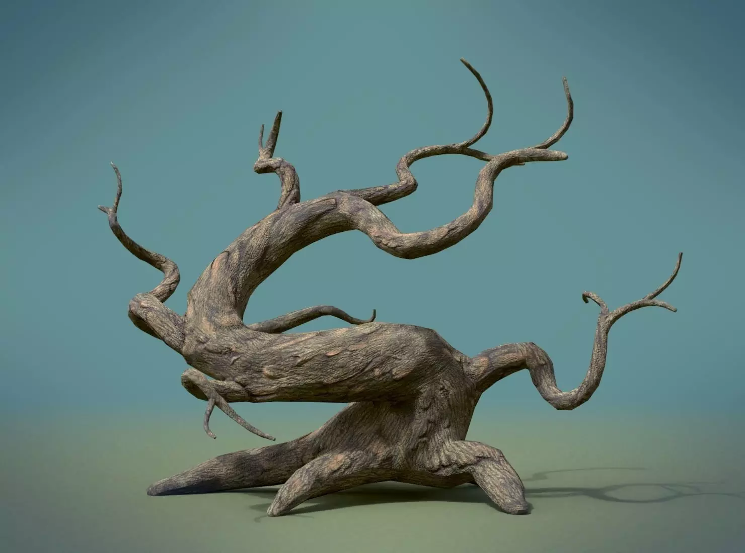 Tree PBR with branches in air Low-poly 3D model