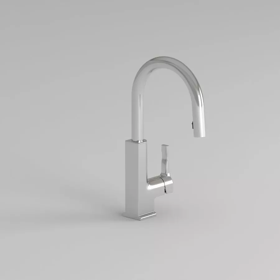 Sprayer Kitchen Chrome Faucet Low-poly 3D model_0