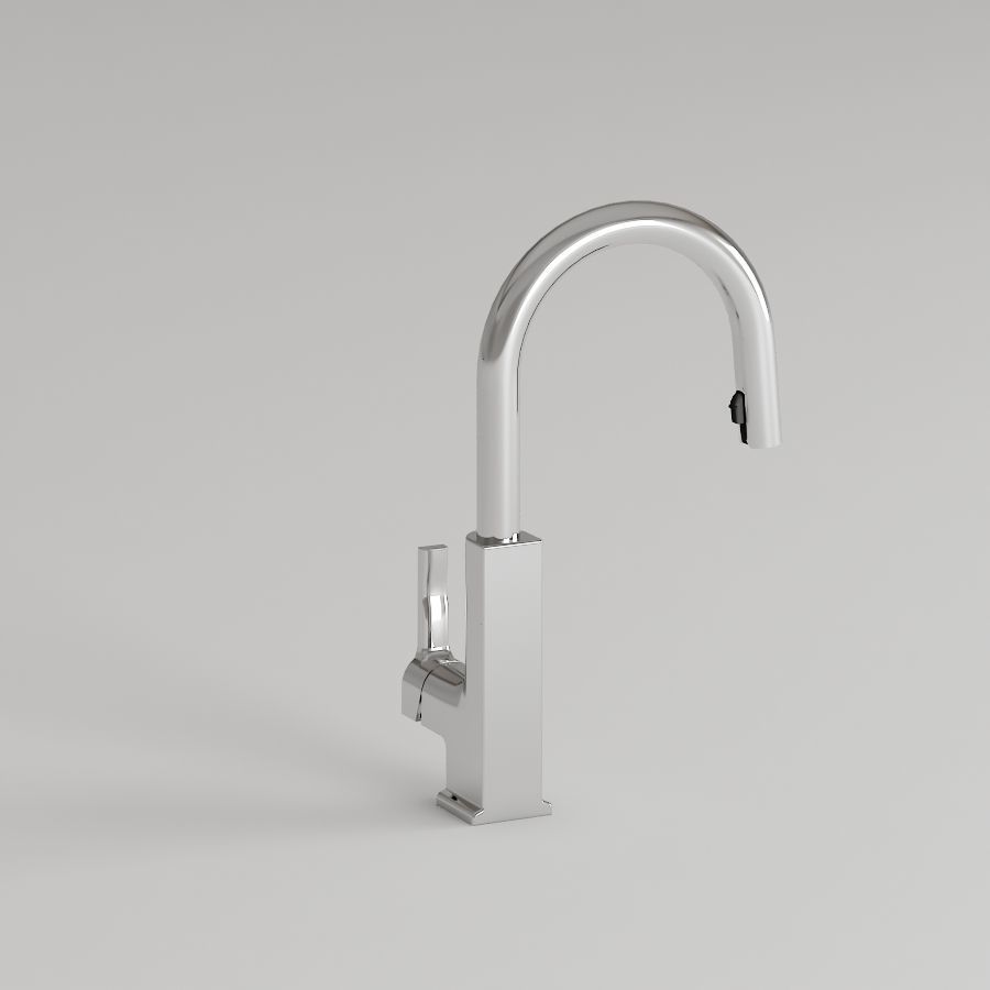 Sprayer Kitchen Chrome Faucet Low-poly 3D model_2
