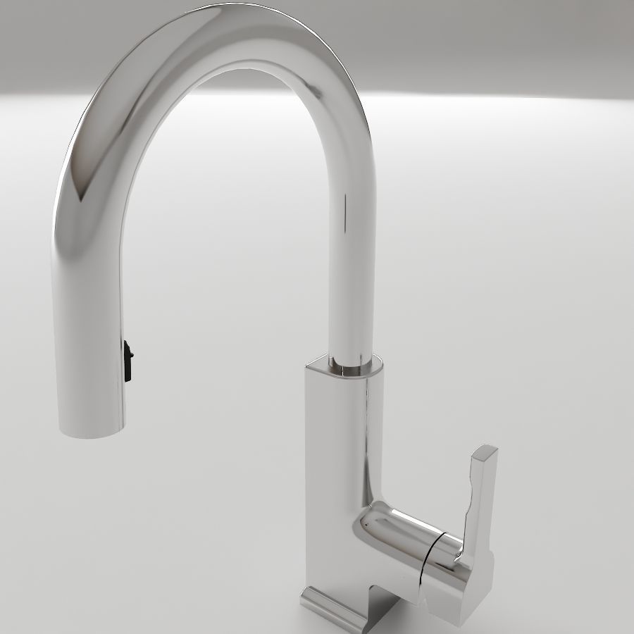 Sprayer Kitchen Chrome Faucet Low-poly 3D model_3