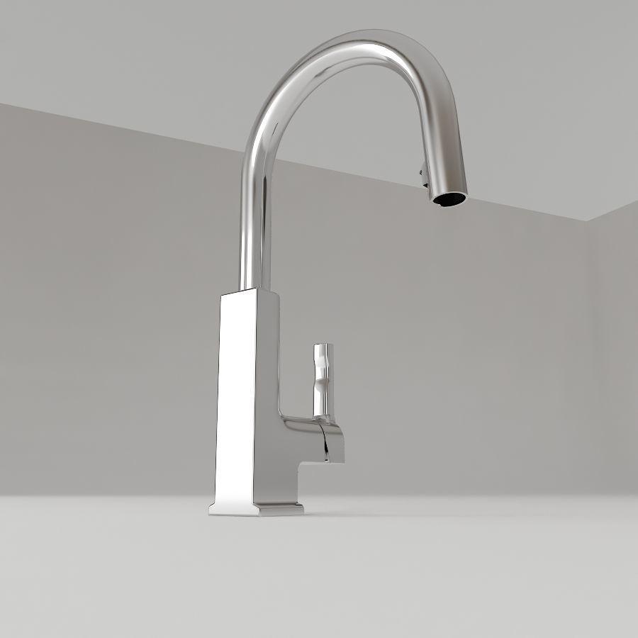 Sprayer Kitchen Chrome Faucet Low-poly 3D model_5