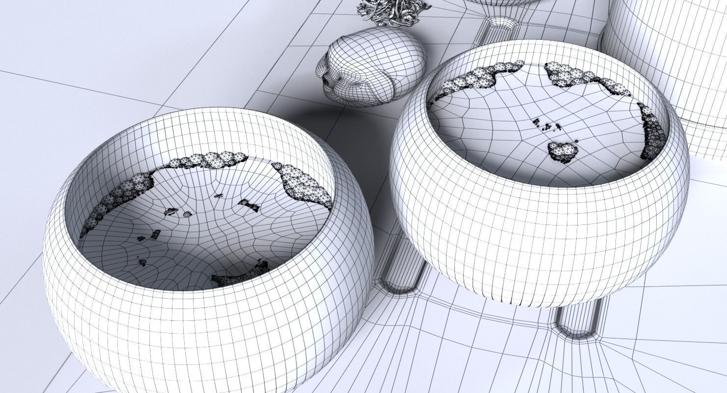 Tea Set pot and glasses on wooden tray 3D model_10