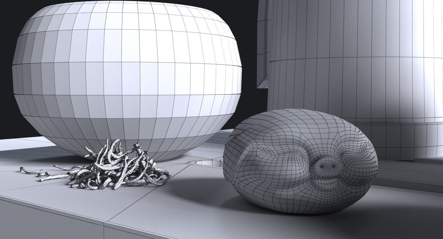 Tea Set pot and glasses on wooden tray 3D model_15