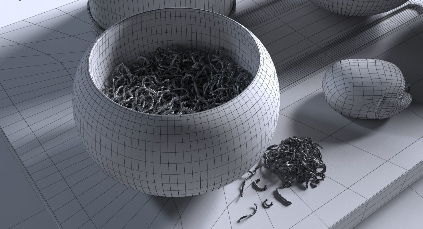 Tea Set pot and glasses on wooden tray 3D model_8