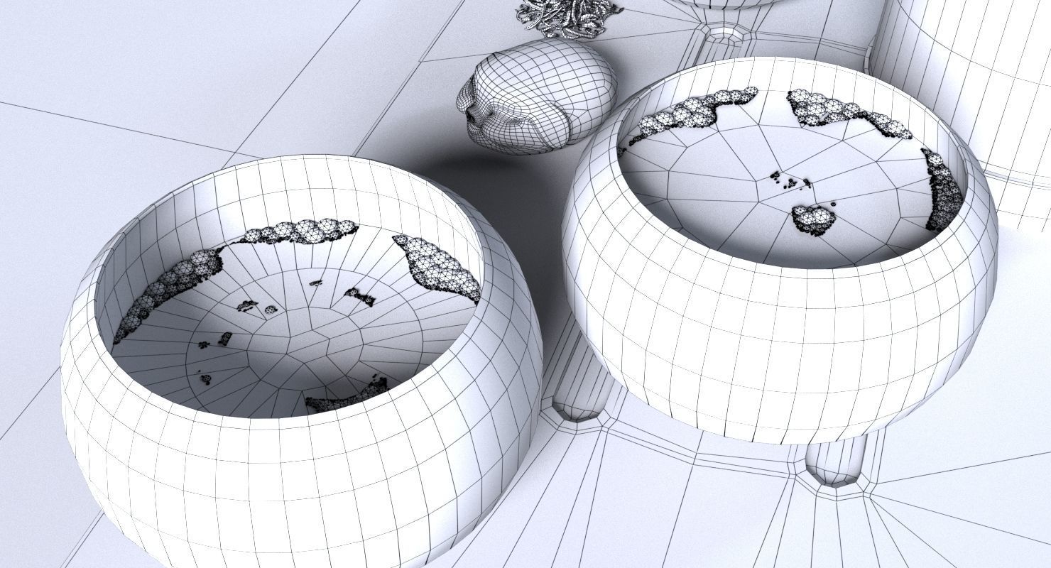 Tea Set pot and glasses on wooden tray 3D model_9