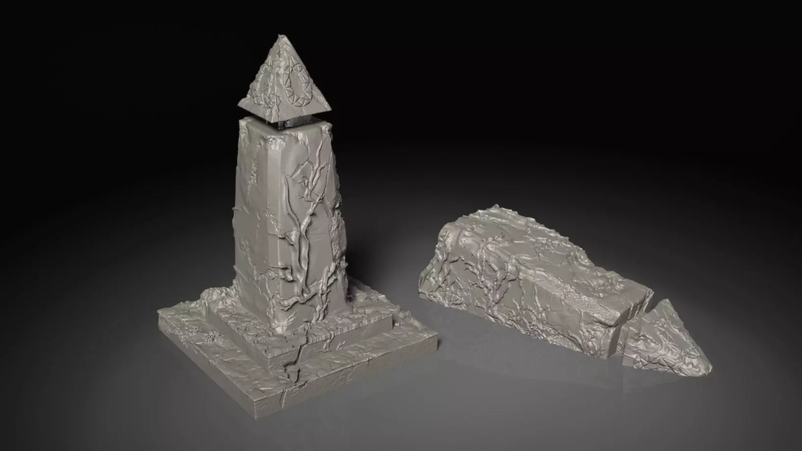Elvish Glyph Tower Ruins 3D print model_0