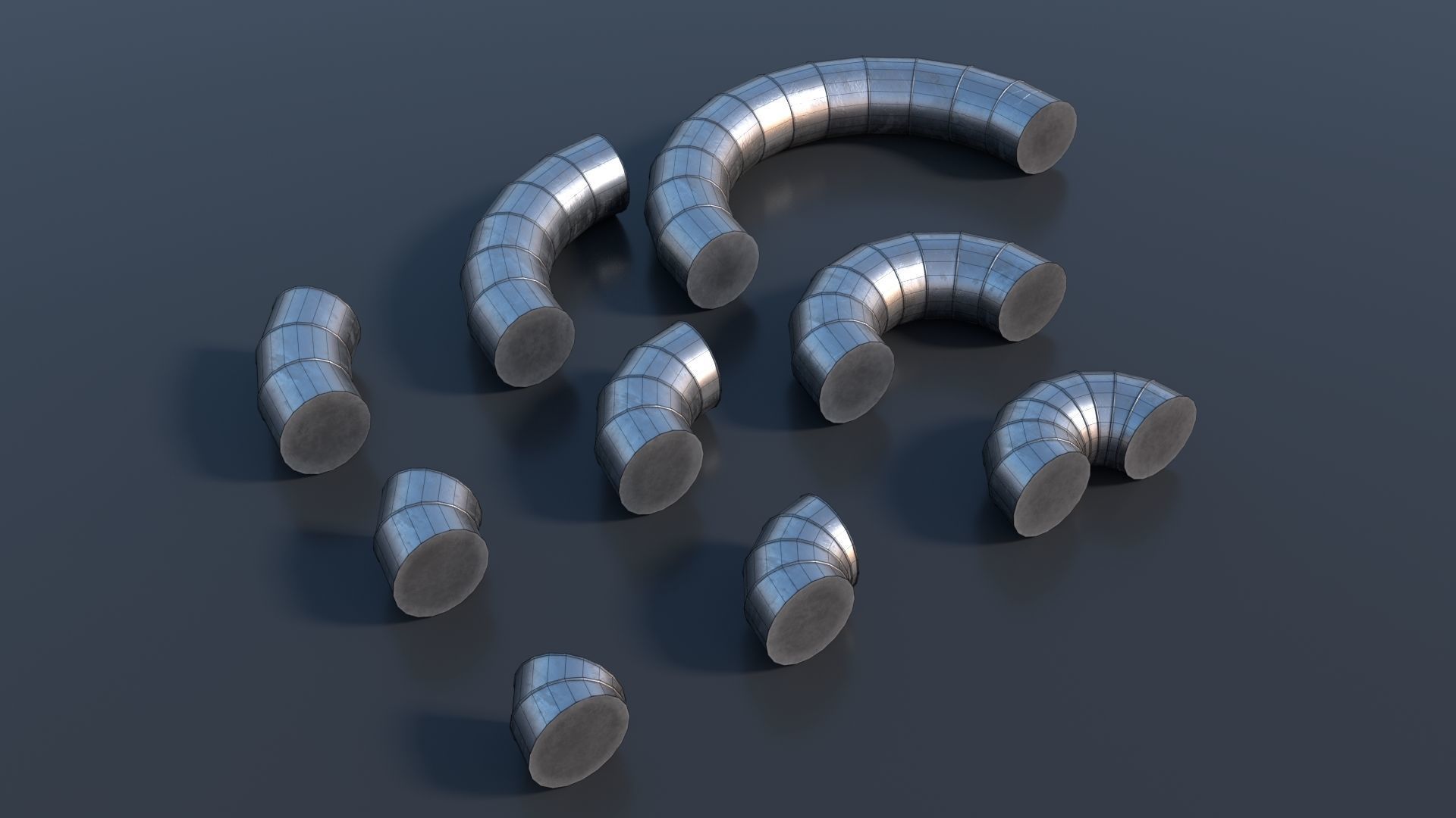 Modular Ventilation Pipes PBR Low-poly 3D model_8