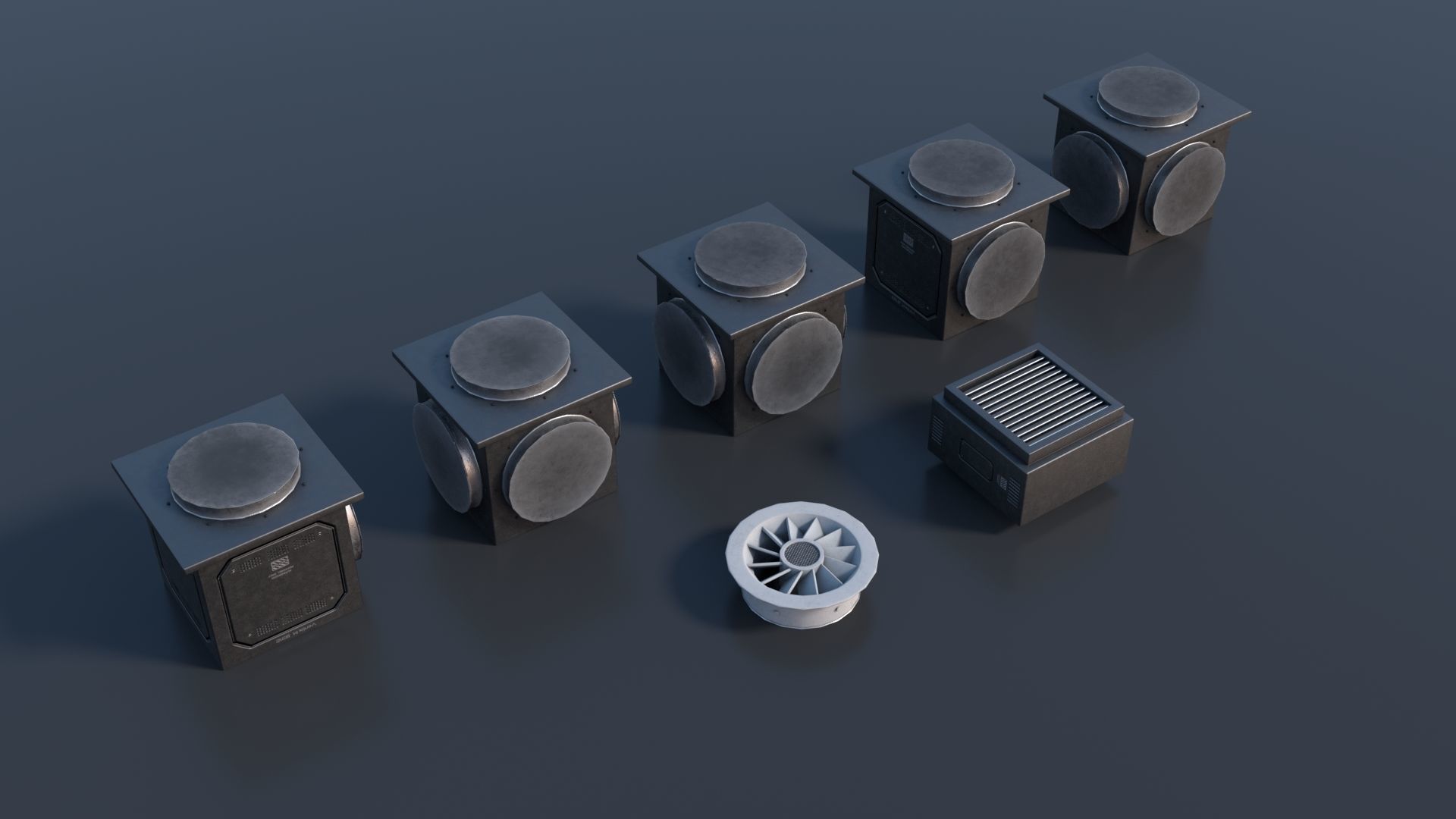 Modular Ventilation Pipes PBR Low-poly 3D model_9