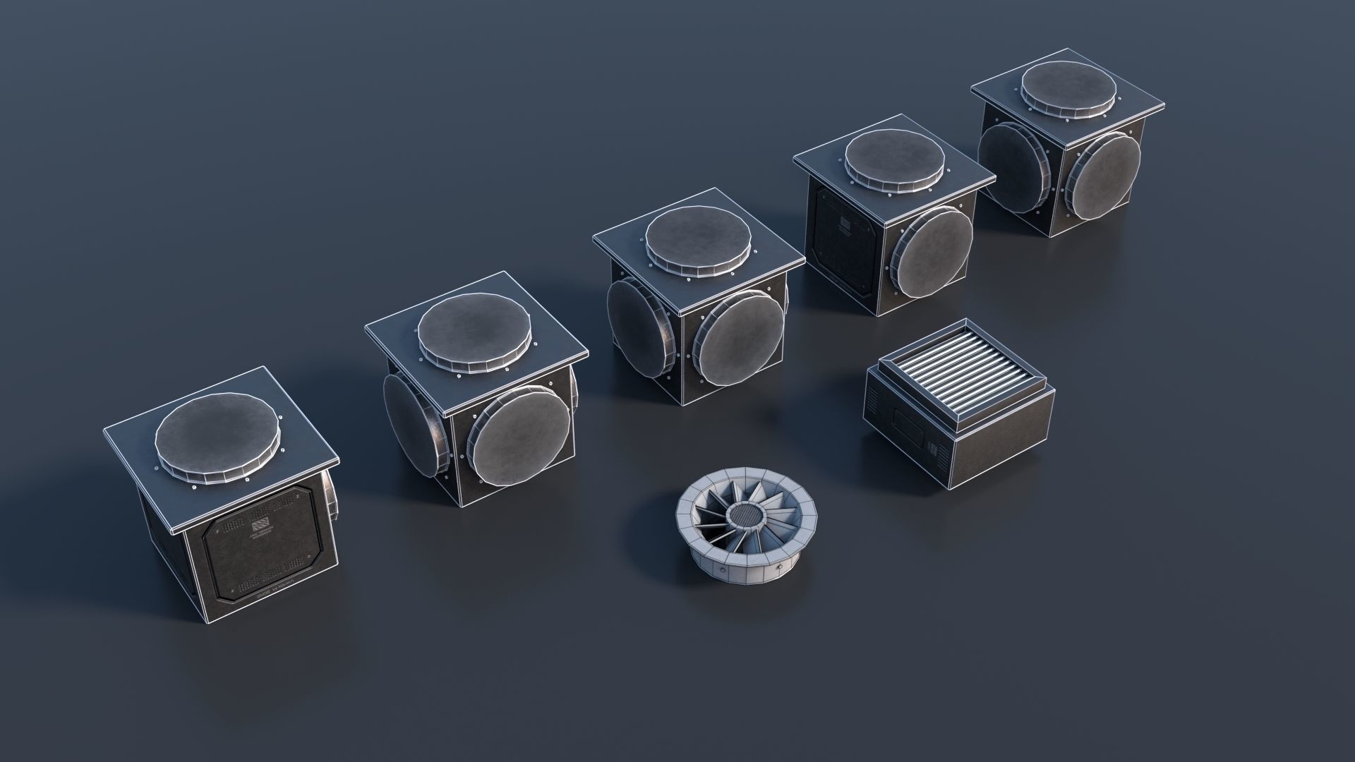 Modular Ventilation Pipes PBR Low-poly 3D model_10