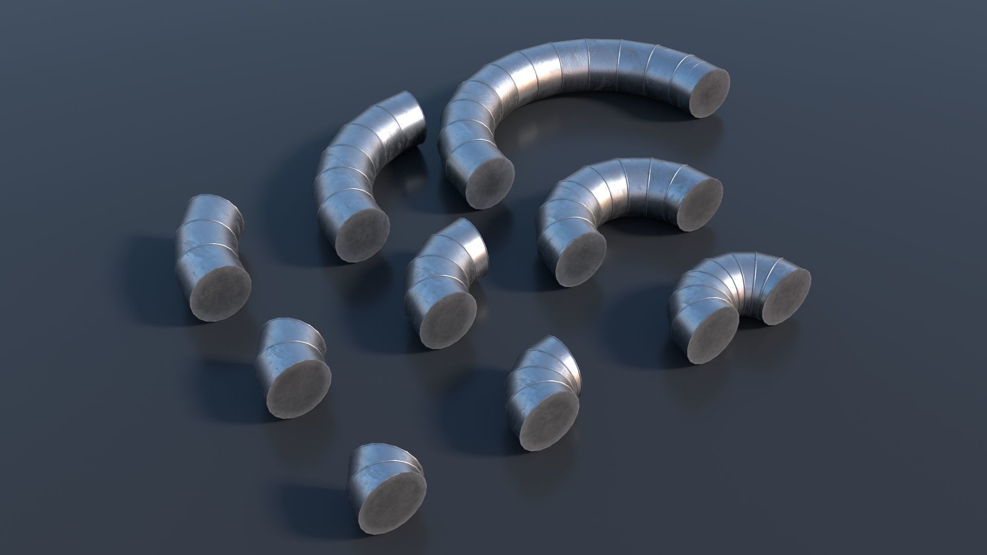 Modular Ventilation Pipes PBR Low-poly 3D model_7