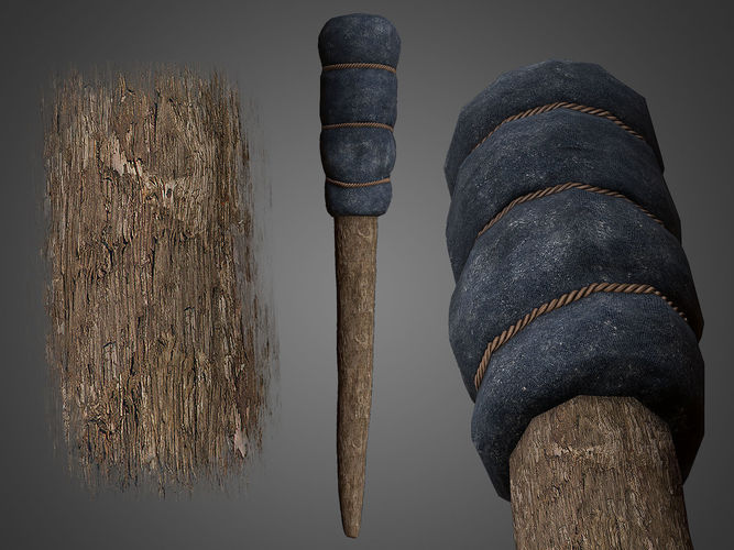 Wrapped Medieval Torch Low-poly 3D model