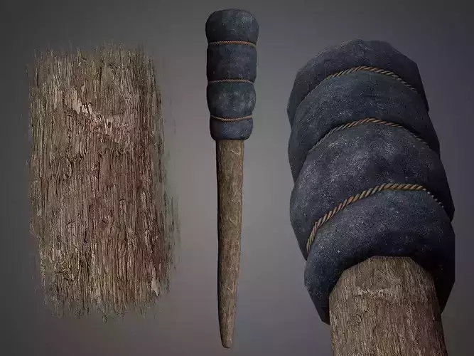 Wrapped Medieval Torch Low-poly 3D model