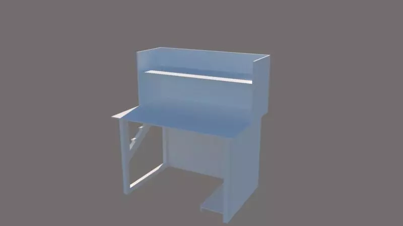 Computer Desk Free low-poly 3D model_0