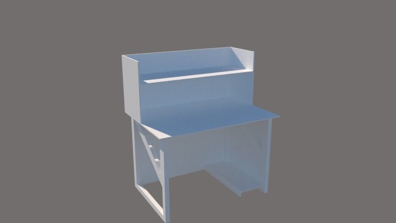 Computer Desk Free low-poly 3D model_1