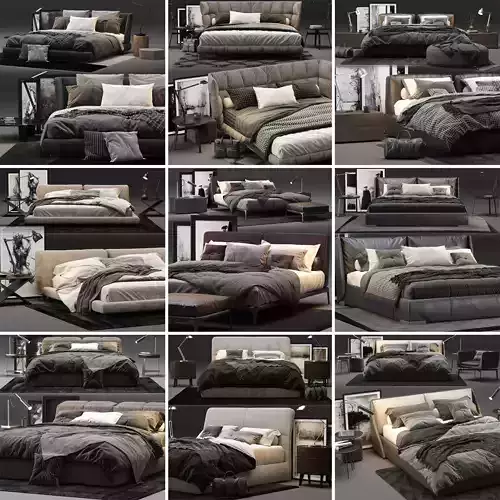 Bed Colection 01 - 10 Items 3D model
