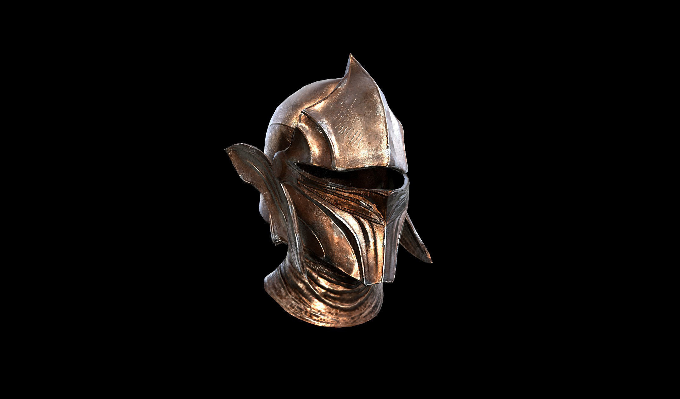 Medieval Helmet - PBR - Textured - 2 Objects Low-poly 3D model_2