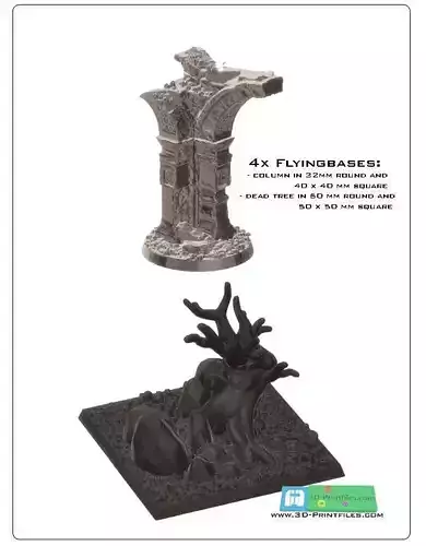 4 bases for flying minitures -STL files-