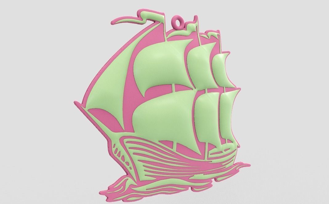 Sail Necklace 3D print model_3