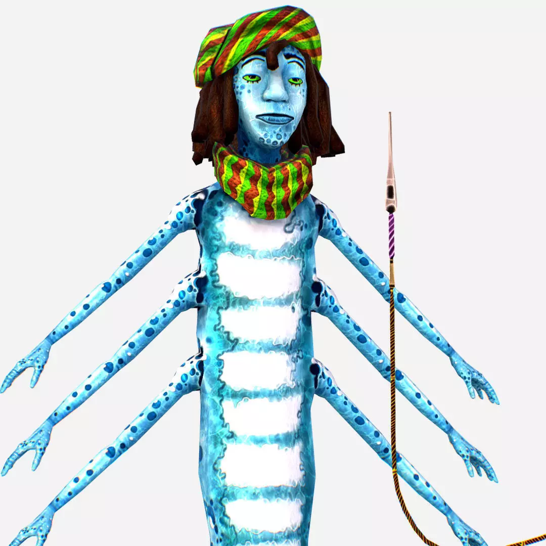 Centipede Rastaman in Great Rest - Catter Low-poly 3D model