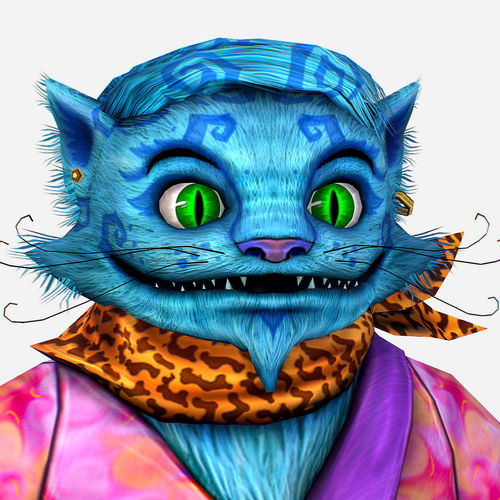Very Fashionable Cat in a Hawaiian Shirt Low-poly 3D model