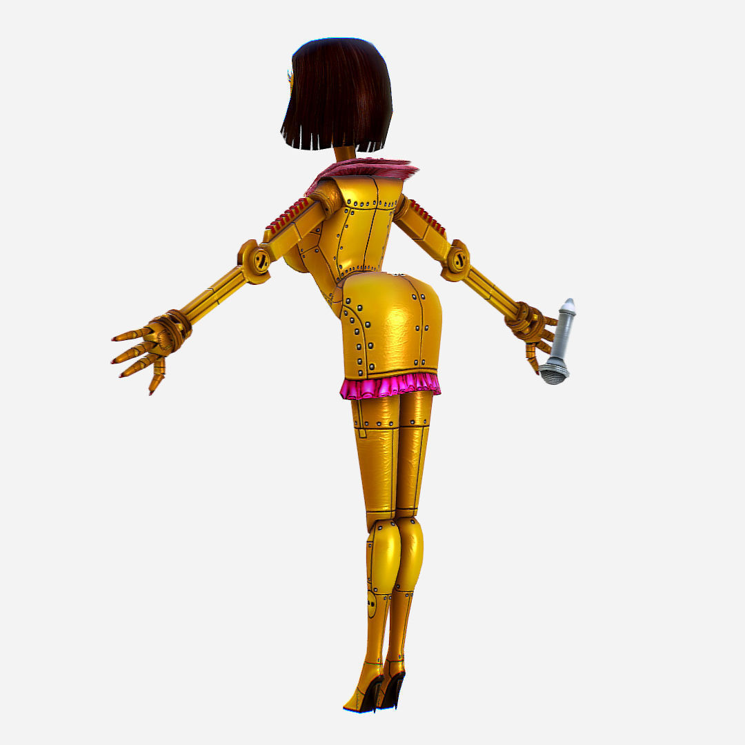 Golden Musical Robot Drone - Babe G1 Low-poly 3D model_6
