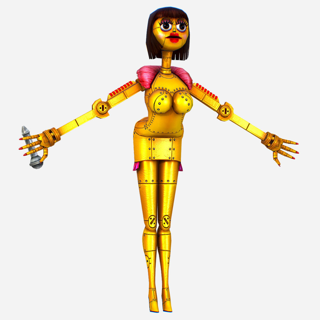 Golden Musical Robot Drone - Babe G1 Low-poly 3D model_3