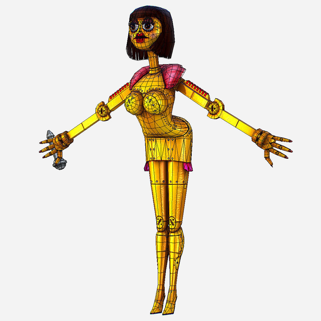 Golden Musical Robot Drone - Babe G1 Low-poly 3D model_9