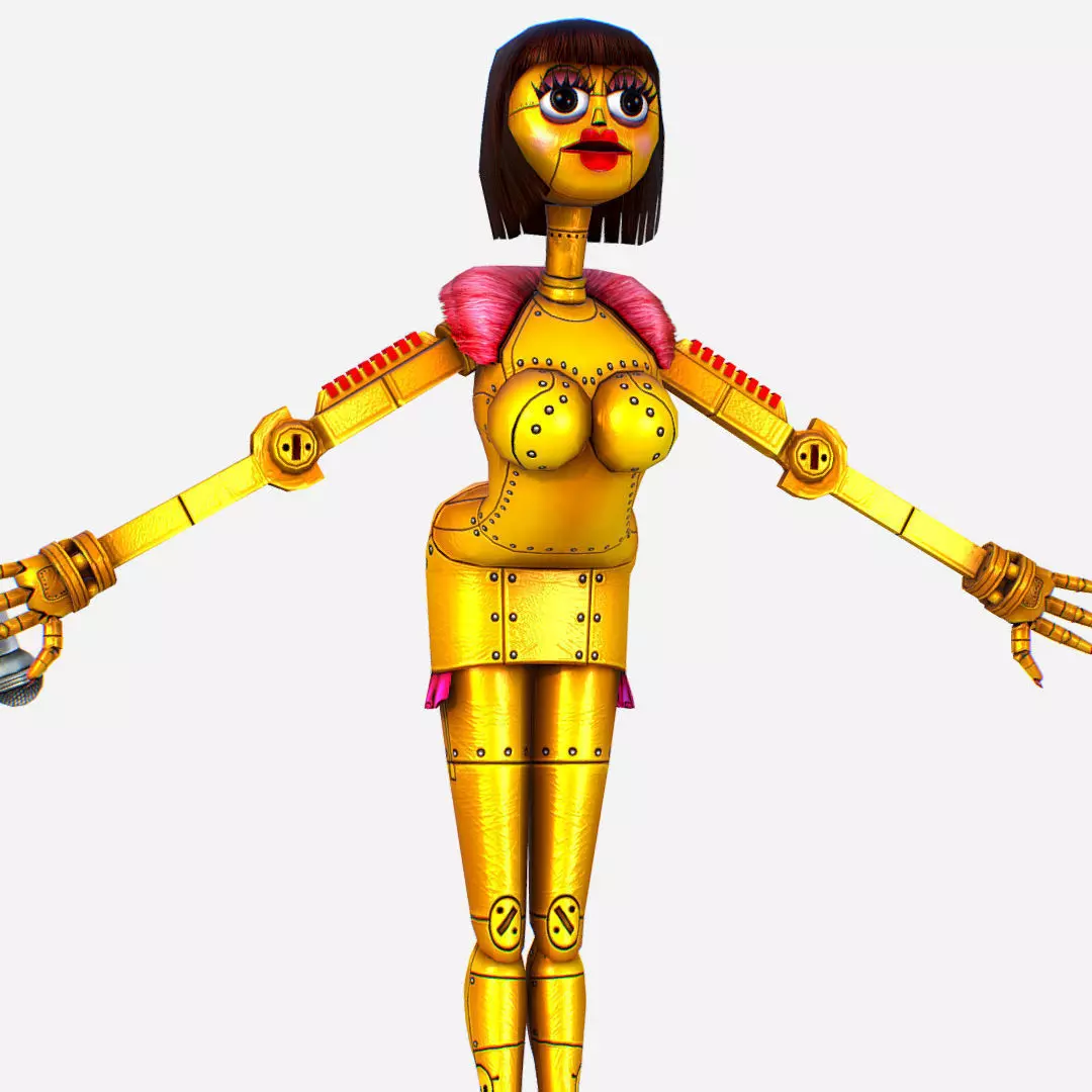 Golden Musical Robot Drone - Babe G1 Low-poly 3D model_0