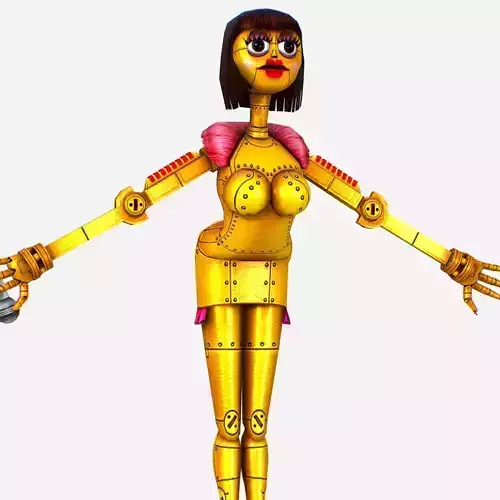 Golden Musical Robot Drone - Babe G1 Low-poly 3D model