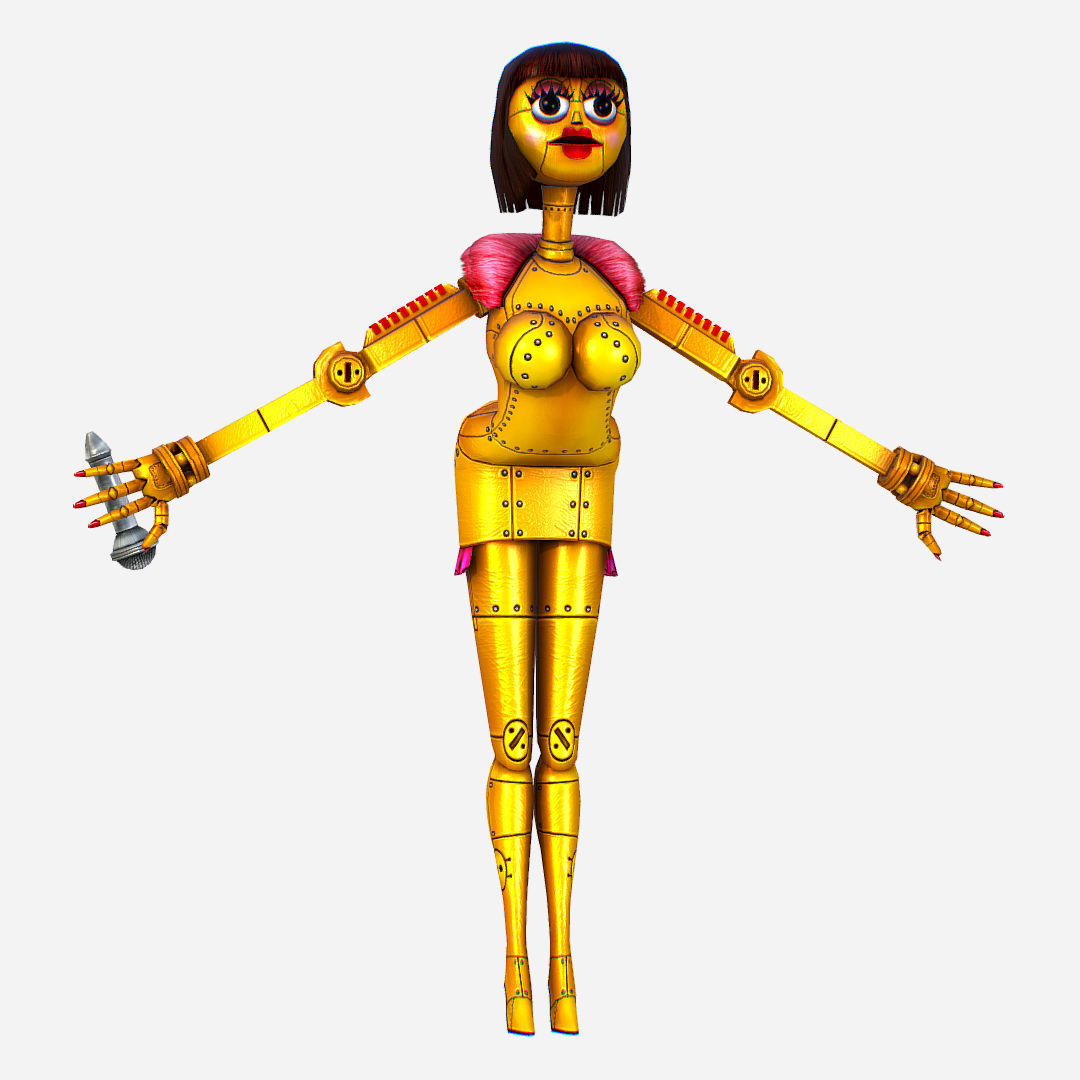 Golden Musical Robot Drone - Babe G1 Low-poly 3D model_8