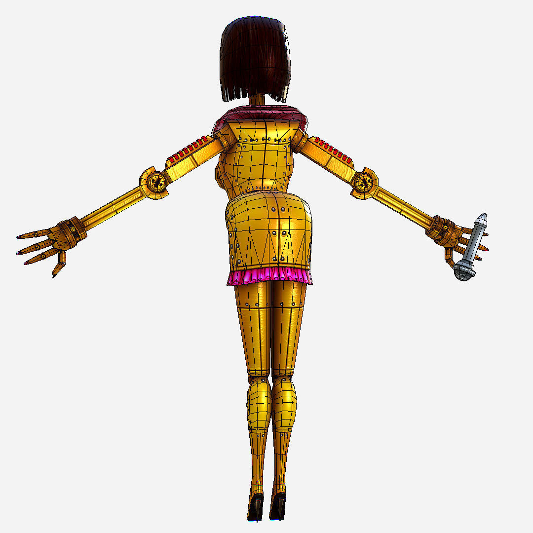 Golden Musical Robot Drone - Babe G1 Low-poly 3D model_10