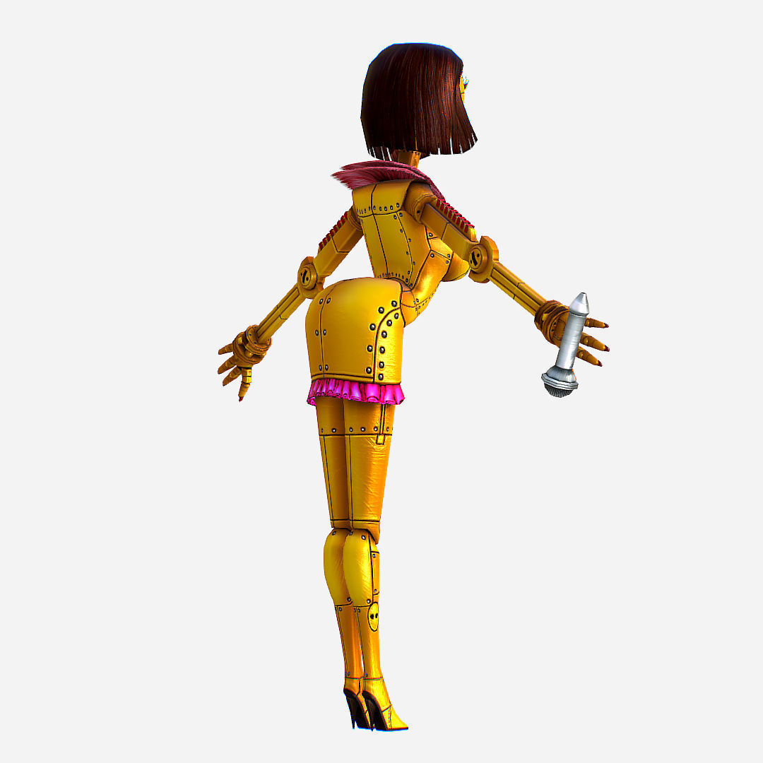 Golden Musical Robot Drone - Babe G1 Low-poly 3D model_4