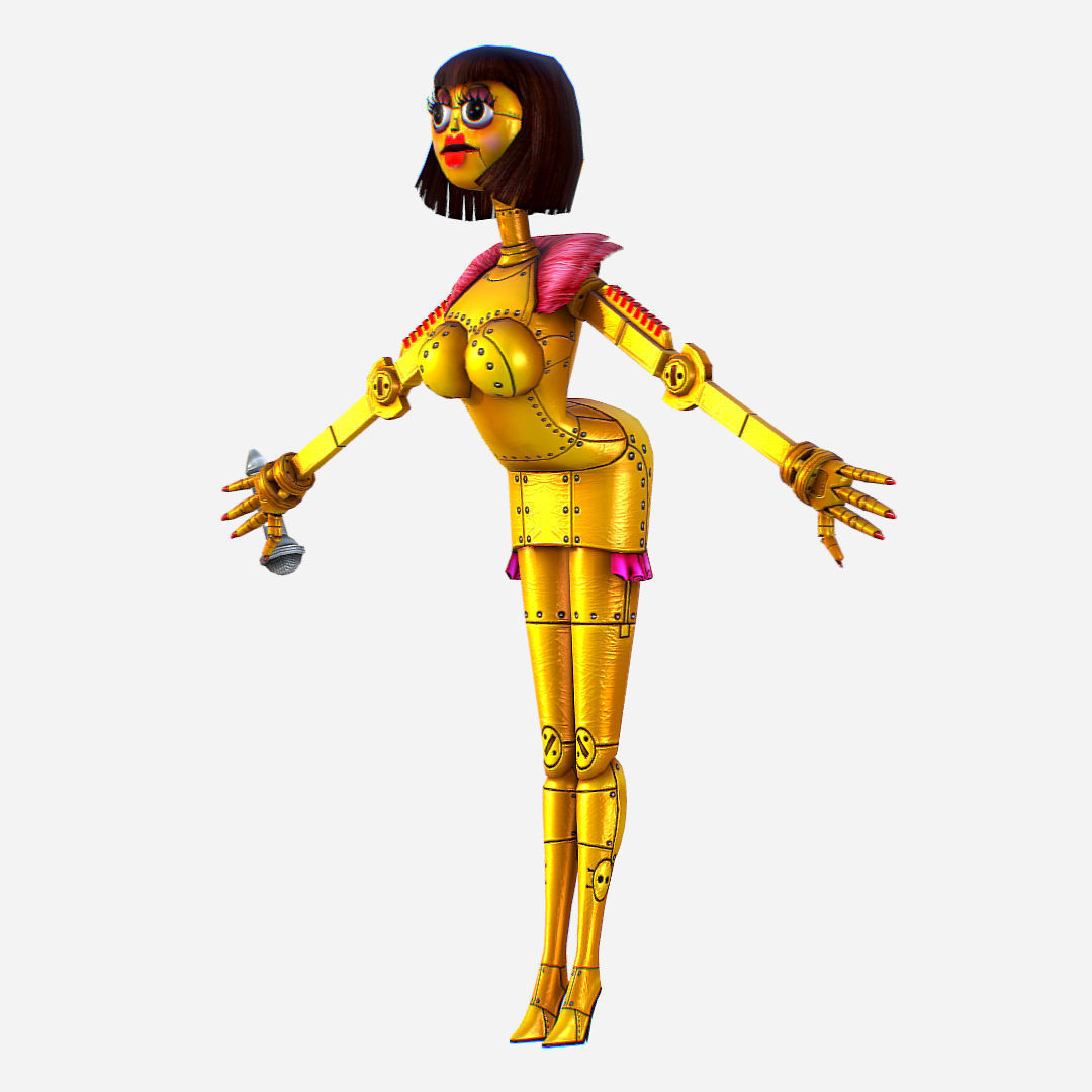 Golden Musical Robot Drone - Babe G1 Low-poly 3D model_2