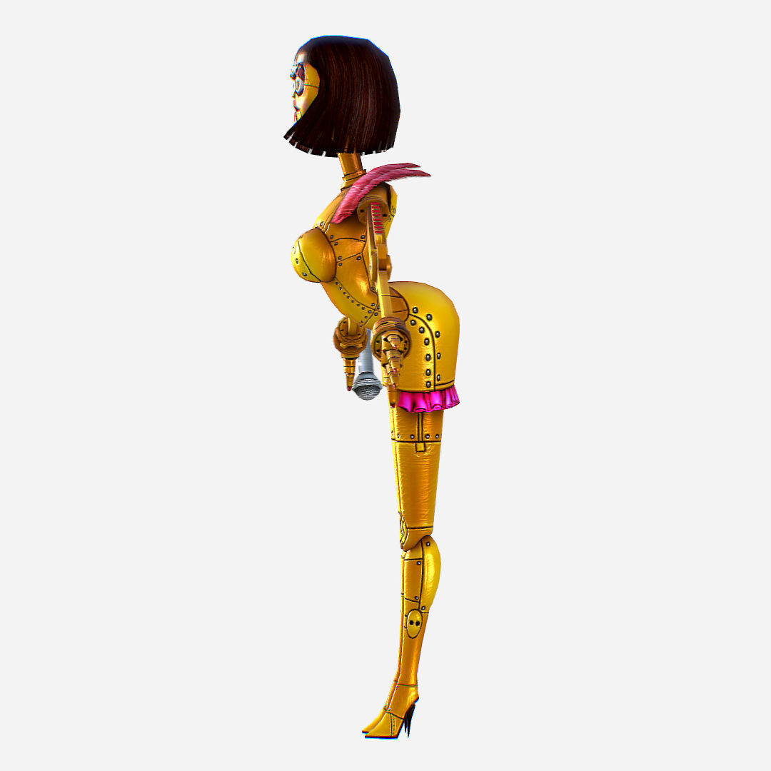 Golden Musical Robot Drone - Babe G1 Low-poly 3D model_5