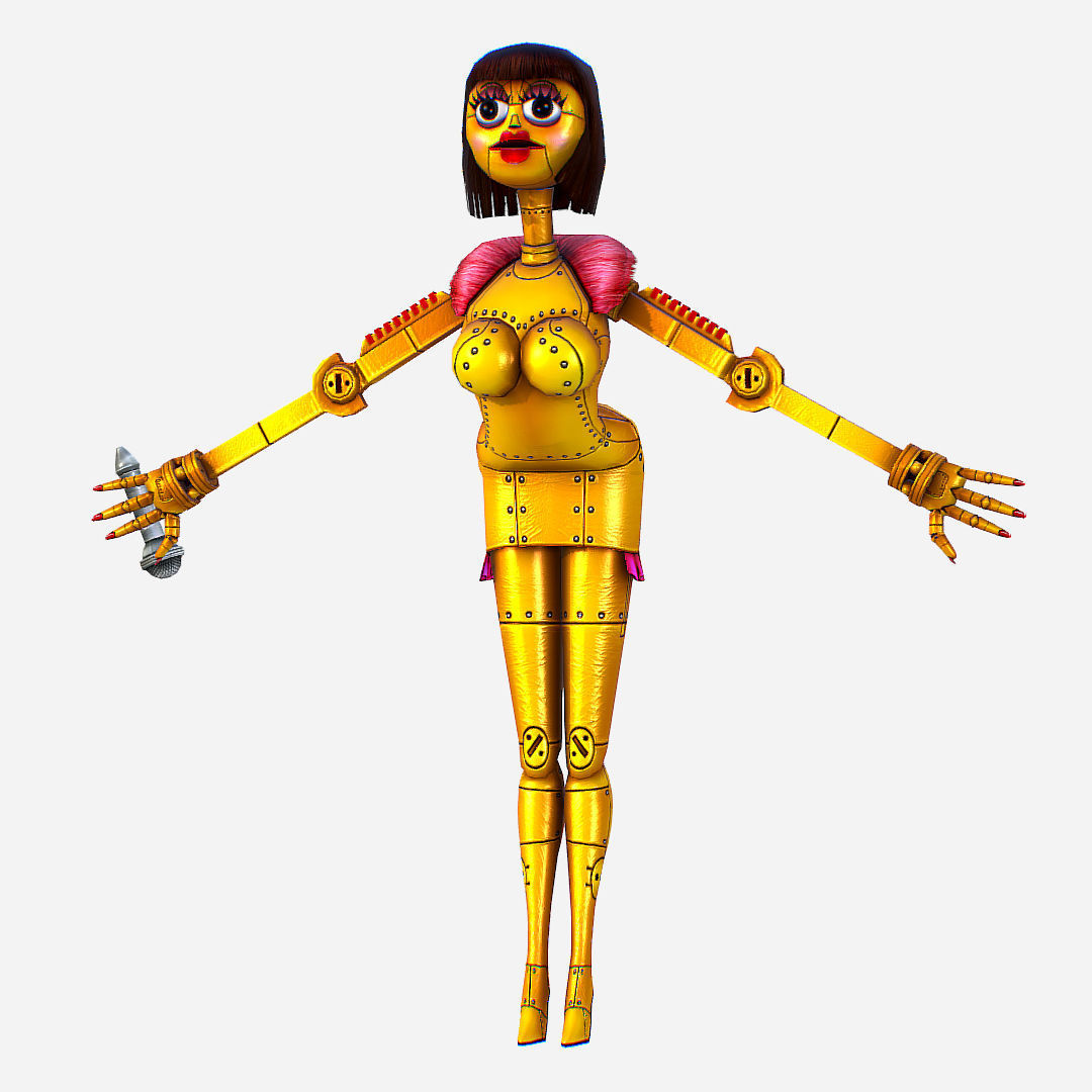 Golden Musical Robot Drone - Babe G1 Low-poly 3D model_1