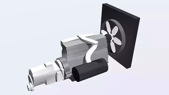 Simple low-detail diesel engine Low-poly 3D model