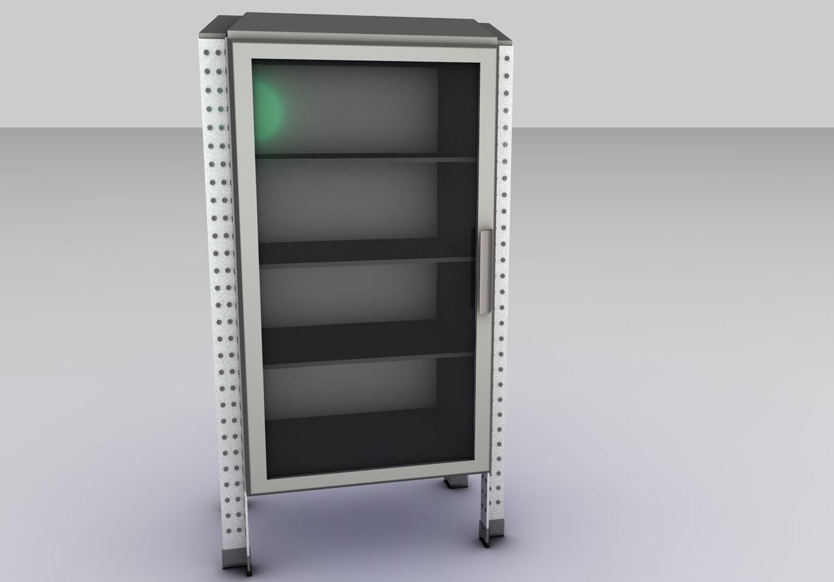 Server Cabinet Low-poly 3D model_1