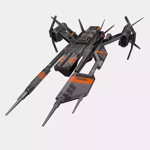 Spaceship with orange and stripes