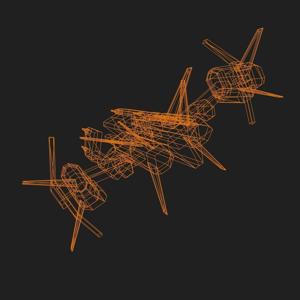 Spaceship with orange and stripes Low-poly 3D model_15